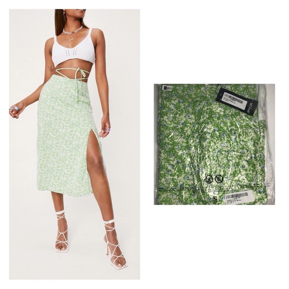 Nasty gal Dresses & Skirts - Ditsy Floral Tie Waist Midi Skirt